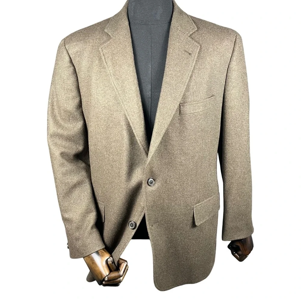 Brooks Brothers Sport Coat Mens 45R Brown Moon Wool Cashmere Tweed Blazer